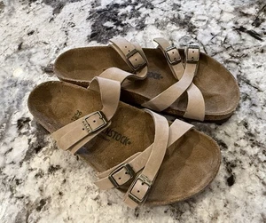 Sandalias Birkenstock Mujer Franca Tabaco Cuero Marrón Talla 39 EE. UU. 8 Reg - Imagen 1 de 9