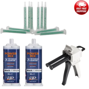 Power Mix 2K Kit PU Polyurethan Universal Reparatur Kleber schwarz VIP - 1 Minute - Bild 1 von 7