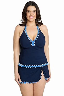 Traje de baño Profile by Gottex azul marino falda tankini conjunto de 2 piezas talla grande para mujer nuevo con etiquetas Foto 1 de 4