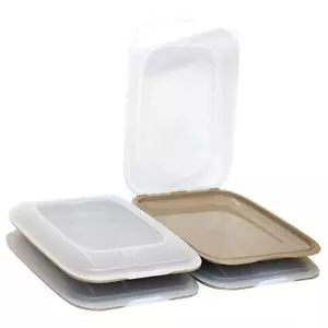 4x Stapelbox Aufschnittbox Frischhaltedose Wurst Behälter Aufschnittdose Braun - Bild 1 von 8