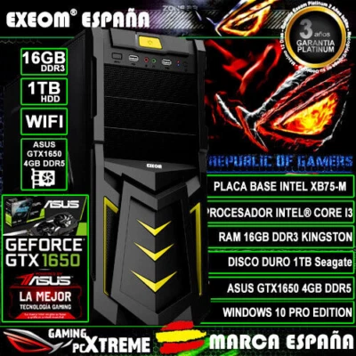 Ordenador Gaming Pc Intel Core i3 16GB 1TB ASUS GTX1650 4GB TUF Gaming Sobremesa - Imagen 1 de 4