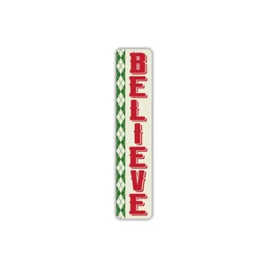 Believe Vertical Metal Christmas Metal Sign Holiday Season Wall Art Decor - Picture 1 of 4