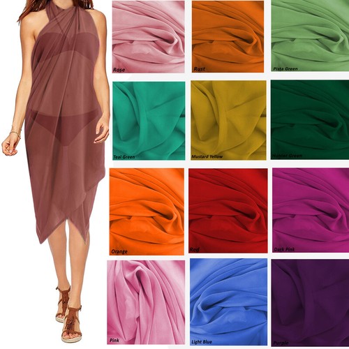 OFF WHITE Sarong costume da bagno chiffon lunga spiaggia gonna avvolgente sciarpe trasparente costume da bagno