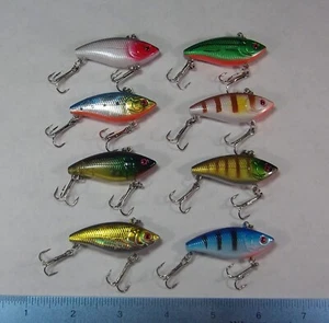 Lot 8pcs Fishing Lures - Crankbaits - Rattles - 2" Body - #8 Hooks - Picture 1 of 9