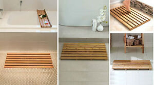 Large Bamboo Wood Wooden Slatted Duck Board Rectangular Bathroom Bath Shower Mat