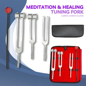 3pc Tuning Fork Set–128Hz, 256Hz, 512Hz – For Healing,sound therapy & Meditation - Picture 1 of 4