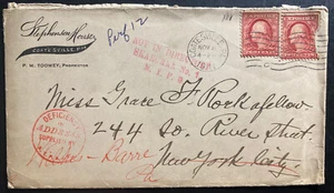 1911 Coatesville PA USA Commercial Cover To New York USA Deficiency In Address - Picture 1 of 2