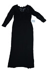 Dessy Collection Womens Black 3/4 Sleeves Illusion-Back Lace Trumpet Gown 16