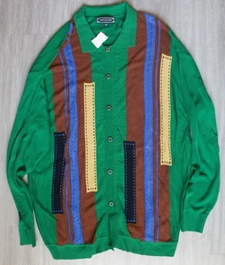 Camisa de manga larga con botones Creme De Silk para hombre 3XL bloque de color verde - Imagen 1 de 5