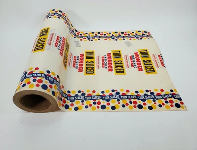 Vintage 60s Uncut Roll Wonder Bread Thin Slice Wax Paper 17.75" x 4.5" - Image 1 of 4