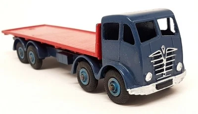 Camión Dinky Meccano Ltd Vintage - 502 Foden plataforma plana azul/rojo repintado Foto 1 de 4