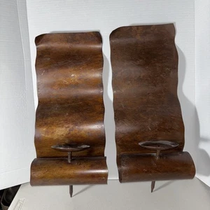 Pair of Vintage Mexican Metal Wall Candle Sconces 18.5” X 7.75” - Picture 1 of 6