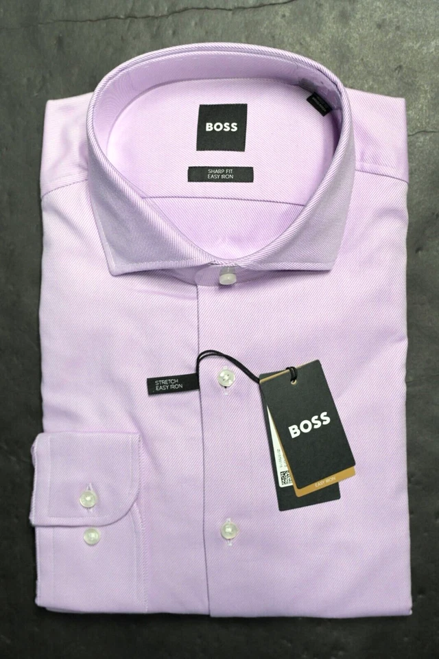 Hugo Boss Camicia Da Uomo Max Easy Iron Slim Fit In Cotone Stretch 39 15.5 34/35 - Immagine 1 di 4