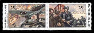 Marshall Islands: 1990 WWII Low Countries Invaded Setenant Pair (250a) MNH - Picture 1 of 1