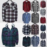 MENS LUMBER JACK HOODIE WARM WINTER TOPS PADDED FLEECE LINED SHERPA THICK SHIRT