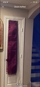 Sheer Curtain Window Top Treatment Valance Beaded Scarf Burgundy - Picture 1 of 3
