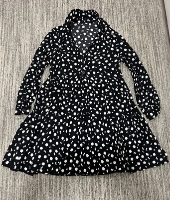 Zara Collared Black And White Floral Long Sleeved Dress Size XS Short Dress - Image 1 of 4