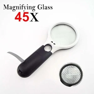 45X 3X LED Light Handheld Magnifier Reading Magnifying Glass Lens Jewelry Loupe - Picture 1 of 10