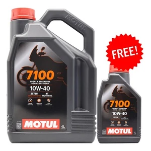 Motul 7100 4T 10w-40 Ester Synthetic Motorcycle Engine Oil 5 Litres 4L Plus 1L - Picture 1 of 4