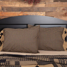 Primitive Standard Pillow Case Set of 2 Black Appliqued Bedroom Decor VHC Brands