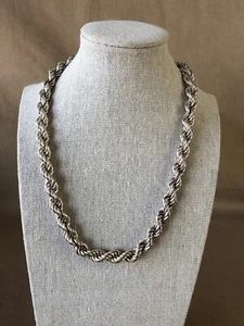 IBB Italy 9MM Hollow Rope Twist Link Chain Sterling Silver 925 Necklace 19” - Picture 1 of 15