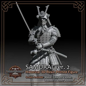 Feudal Japan Samurai 2 - 3D Resin Printed Figure Model Kit - Scale 90mm to 300mm - Picture 1 of 16