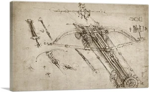 Impresión artística en lienzo con diseño de ballesta gigante 1485 de Leonardo da Vinci - Imagen 1 de 11