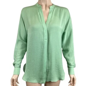 NWT Maison d’Amelie Paris Green Long Sleeve Blouse Size XS Xsmall Silky Satin - Picture 1 of 7