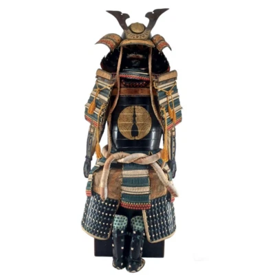 EDO antiguo japonés Yoroi "Katchu" tamaño natural conjunto de armadura samurai 鎧兜一式 adorno Foto 1 de 4