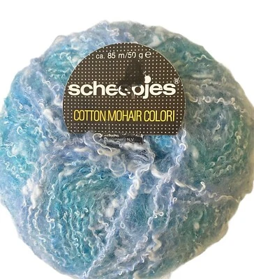 Scheepjes Colori Yarn Cotton Mohair Pastels Light Blues Lavender Teal 50g Skein  - Image 1 of 4