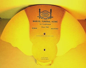 Fan Marvel Funeral Home Delmar,Del. Delmarva Eastern Very rare antique - Picture 1 of 3