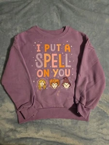 Disney Hocus Pocus Girls Halloween Glitter Fleece Sweatshirt Purple M (7-8) - Picture 1 of 3