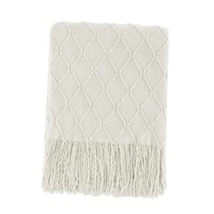 Throw Blanket Knitted Throw Textured Solid Soft Sofa Couch Cover 50"x60" Beige - Picture 1 of 7