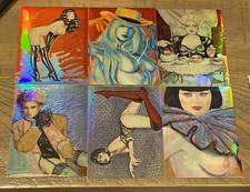 OLIVIA 3: LADIES, LEATHER & LACE 6 HOLOCHROME INSERT CARDS COMIC IMAGES 1994