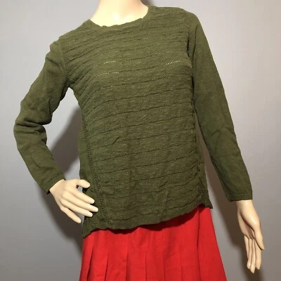 Estilo Suéter Mujer Talla XS Verde Ejército Oliva Tejido Transparente Calado Crochet Cómodo Foto 1 de 4