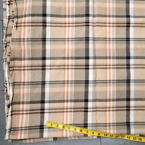 Linen Cotton Plaid Check Fabric Beige Tan Green Orange Brown Black 58"W BTY - Bild 1 von 10