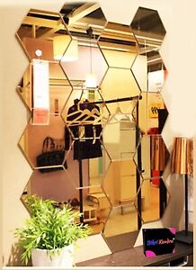 Hexagon 20 Golden 3D Acrylic Stickers Decorative Mirror Stickers Wall Stickers