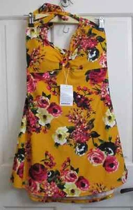 NWT Cocoship Orange Floral Vintage Sailor Swimsuit Women Size 14 Pin Up 33881 - Picture 1 of 5