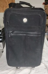 Vintage Olympia Rolling Suitcase Black Travelers Friend Holiday Pull Behind - Picture 1 of 15