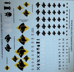 Warhammer 40k Space Wolves- Transfer Sheet - Picture 1 of 1