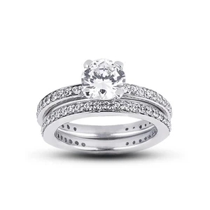 2,09ct I/SI2 runde natürliche zertifizierte Diamanten 14k klassisch passendes Braut-Set - Bild 1 von 18