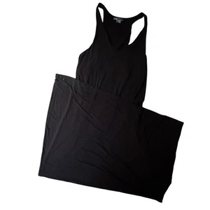 Vince Racerback Maxikleid Damen schwarz Jersey Strick V-Ausschnitt Stretch - Large - Bild 1 von 9