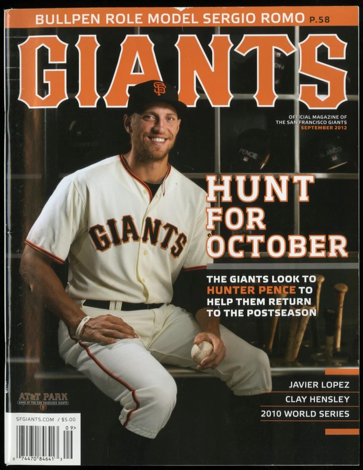 SEPTEMBER 2012 SAN FRANCISCO GIANTS PROGRAM MAGAZINE, HUNTER PENCE - Image 1 of 1
