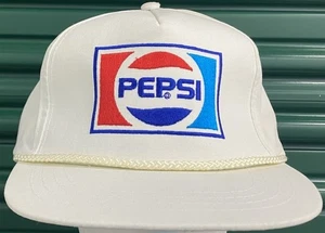 NEW Vintage 1980’s Pepsi Red White Blue Logo Cap w/Cord Snapback Yupoong Hat NOS - Picture 1 of 5