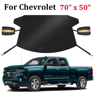 Cubierta de nieve para parabrisas Fit Chevy Silverado protector contra hielo escarcha con cubierta de espejo lateral Foto 1 de 4