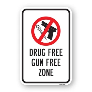 Drug Free Gun Free Zone Heavy Gauge Aluminum Parking Sign Rust Proof - Picture 1 of 10