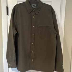 Woolrich Mens Brown Outdoors Soft Collared Button Down Zip Pocket Large - Picture 1 of 11