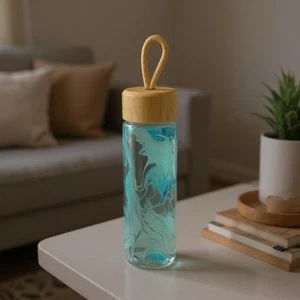 Botella de agua de vidrio Ello 20 oz vaso bambú tapa roscada Ecco sin BPA sin plomo - Imagen 1 de 4