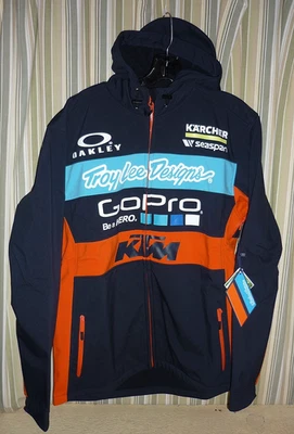Jaqueta HOODIE Troy Lee Design forrada de lã tamanho M. AZUL ESCURO/LARANJA 7 PATROCINADORES - Imagem 1 de 4