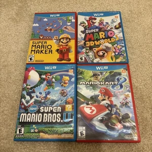 Nintendo Wii U Super Mario Bros Theme Lot 4 Video Games Maker 3D World Kart 8 U - Picture 1 of 22